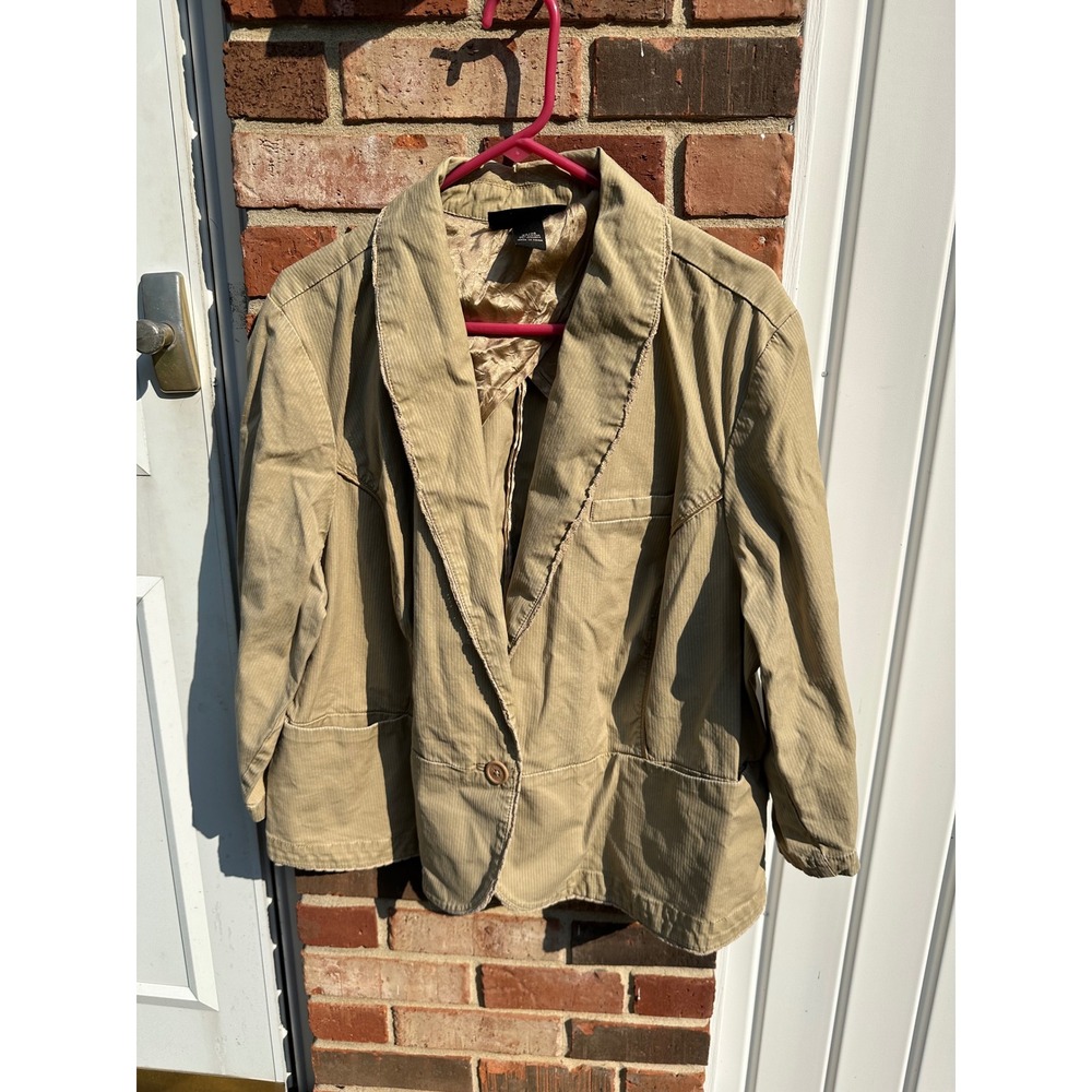 Venezia Tan Corduroy Blazer Jacket Women Plus 22/24 Single Button Stretch #0068